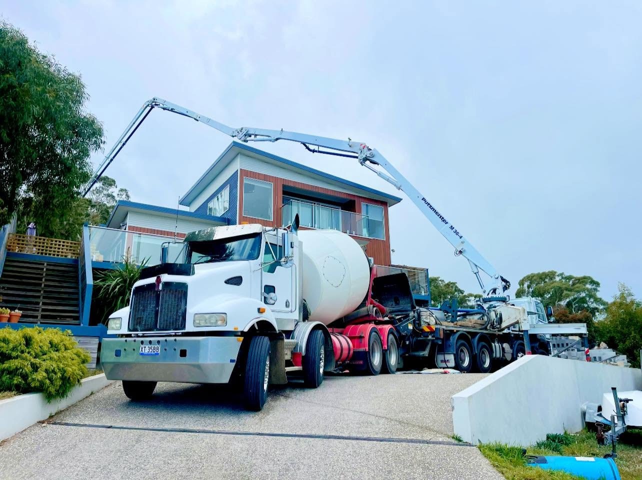 Peninsula Readymix Concrete fleet at the Dunalley plant