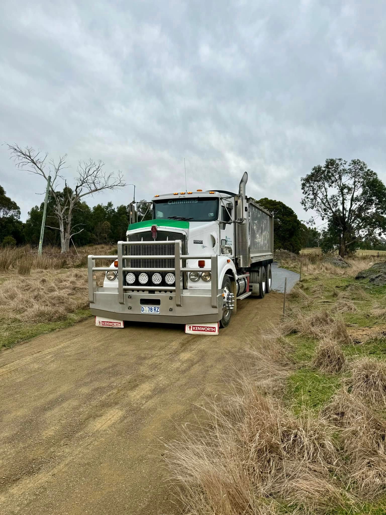 Kenworth tipper on a rural dirt road
