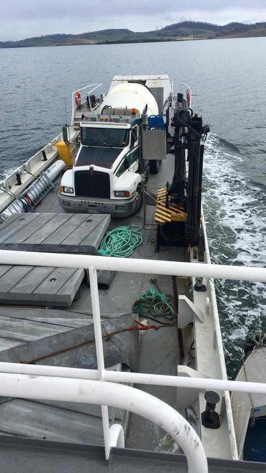 Kenworth on the barge, crossing to the Tasman Peninsula