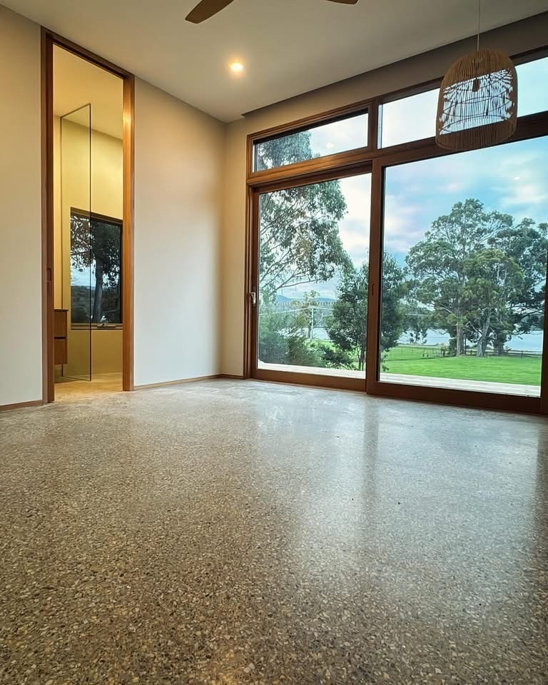 Polished concrete floor, residential interior